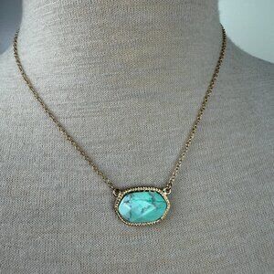 Acrylic Blue and Gold Tone Chain Link Necklace 18-20"